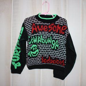 RARE1990 Teenage Mutant Ninja Turtles Christmas Kid Sweater "Awesome,cowabunga."
